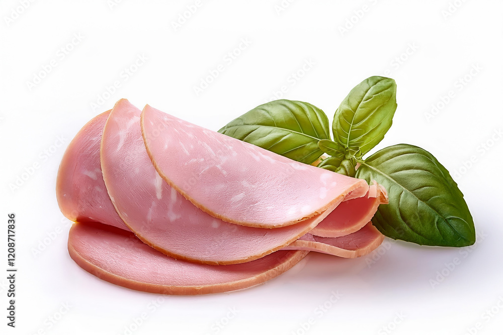 Sliced boiled ham isolated on white background Sliced boiled ham isolated on white background