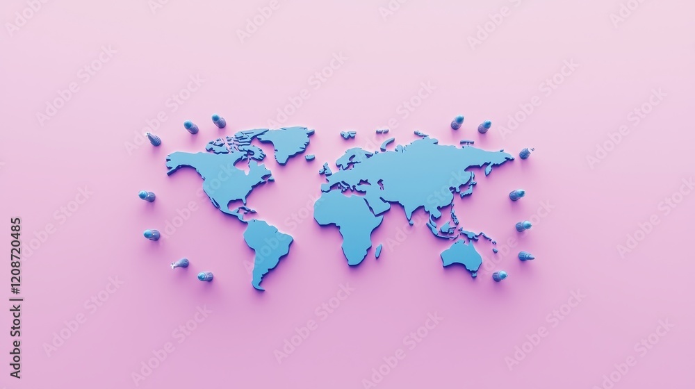 Fototapeta premium Colorful World Map with Geometric Shapes Design