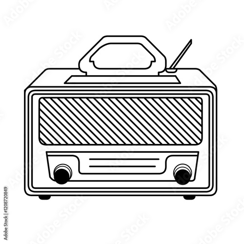 Classic radio ilustration line art