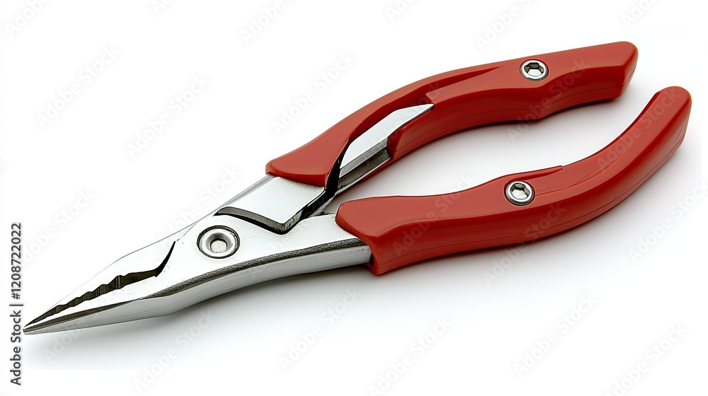 Red handled needle nose pliers isolated on white background Red handled needle nose pliers isolated on white background