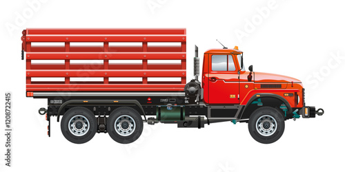 Farm truck semi medium car for transporting agriculture and livestock 3D vector illustration