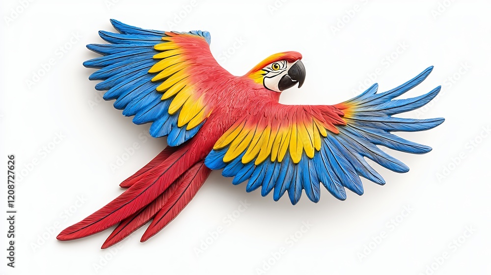 Fototapeta premium Colorful Parrot Artwork with Vivid Red and Blue Feathers Displayed