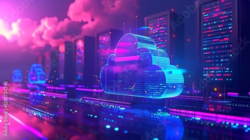 Seamless Data Migration to the Cloud, seamless data migration to the cloud with an image showing data being transferred from on-premises servers to cloud storage photo