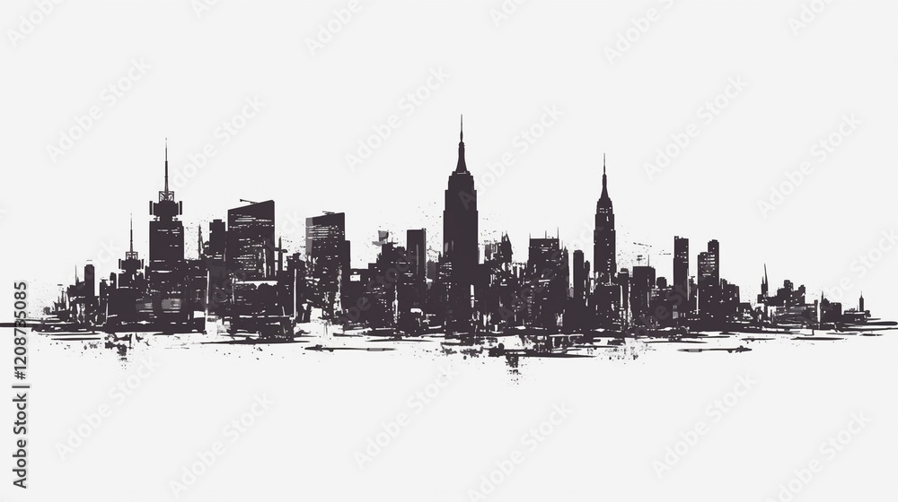 Obraz premium ニューヨークの高層ビルの黒いシルエット7