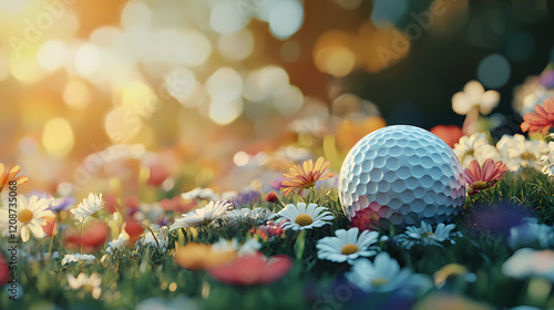 Golf ball and spring flower collision