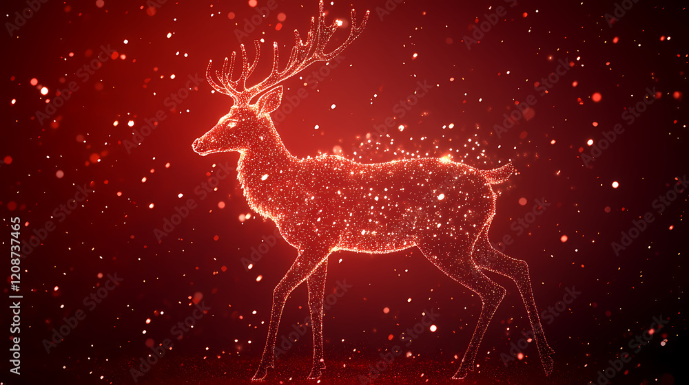 Geometric deer figure with tech background Geometric deer figure with tech background