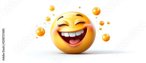 Joyful emoticon celebrating happiness digital art bright background cheerful vibe concept of positivity
