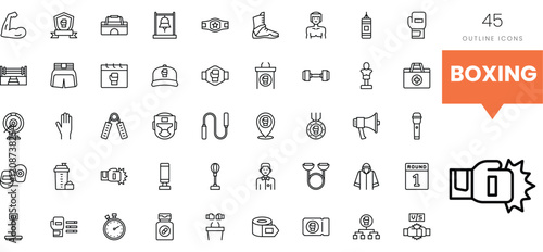 A collection of boxing-related icons, showcasing the essence of the sport.