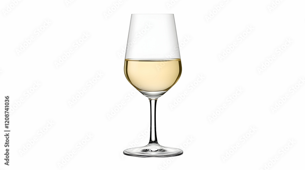 White wine in glass, studio shot, clear background, beverage tasting White wine in glass, studio shot, clear background, beverage tasting