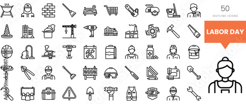 Assorted labor-themed icons representing various professions and tools.