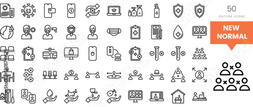 Collection of outline icons representing the 'new normal' lifestyle adjustments.