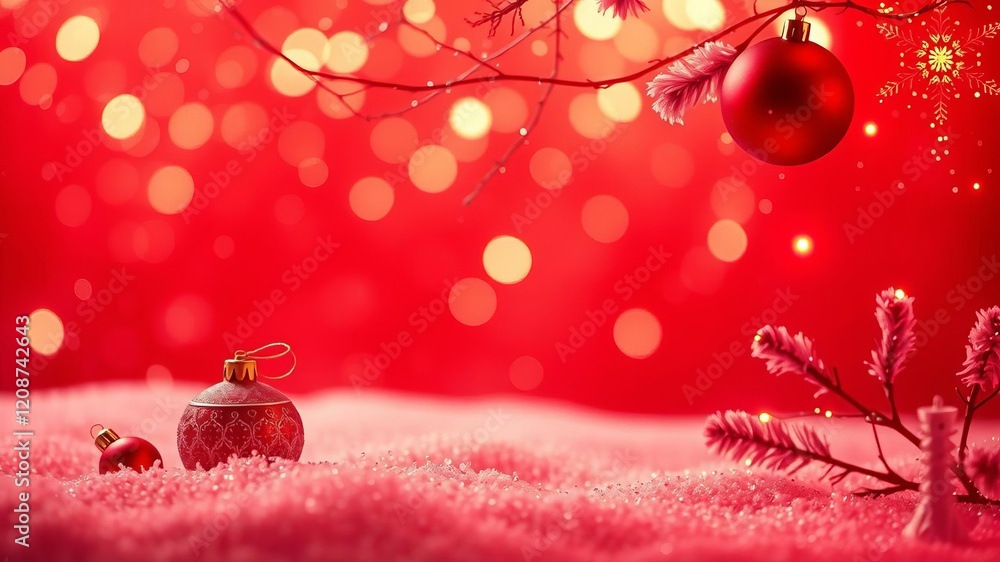 Deep red abstract Christmas background with swirling patterns and glitter accents, design, festive Deep red abstract Christmas background with swirling patterns and glitter accents, design, festive