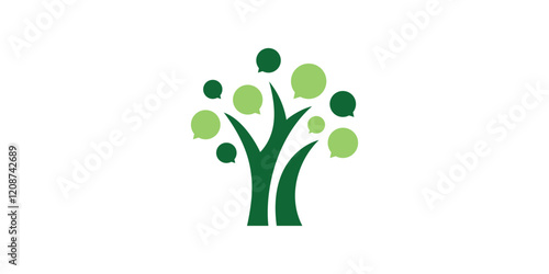logo design tree chat,talk,message,nature,symbol,icon,idea,creative.