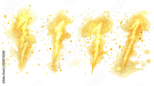 Yellow Lightning Bolts Representing Mythological Energy Generative AI