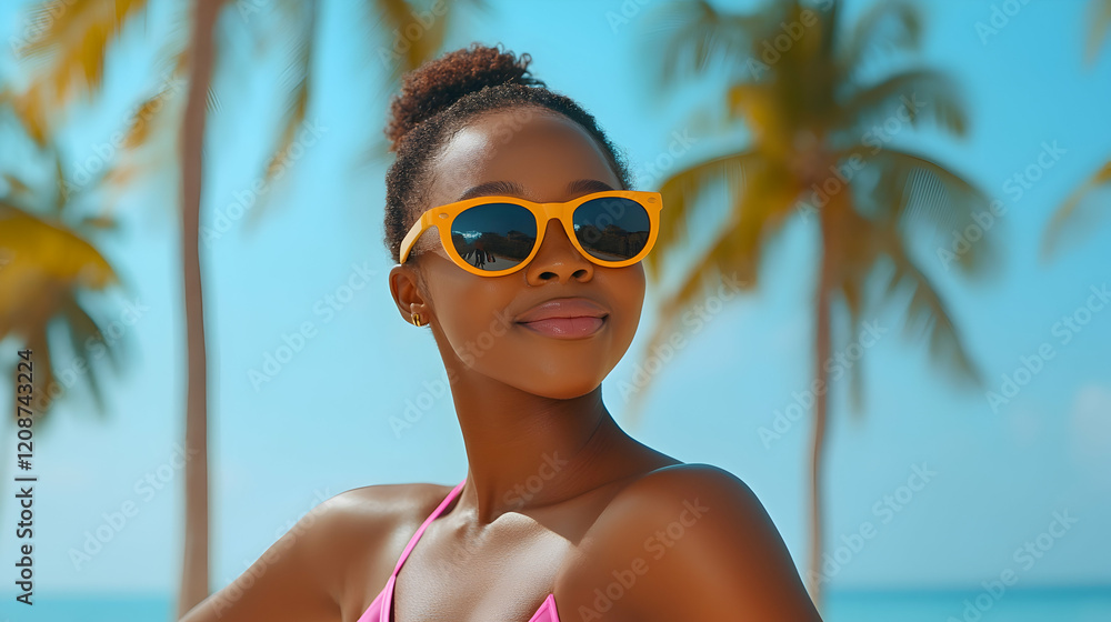 Woman sunglasses tropical beach vacation summer Woman sunglasses tropical beach vacation summer