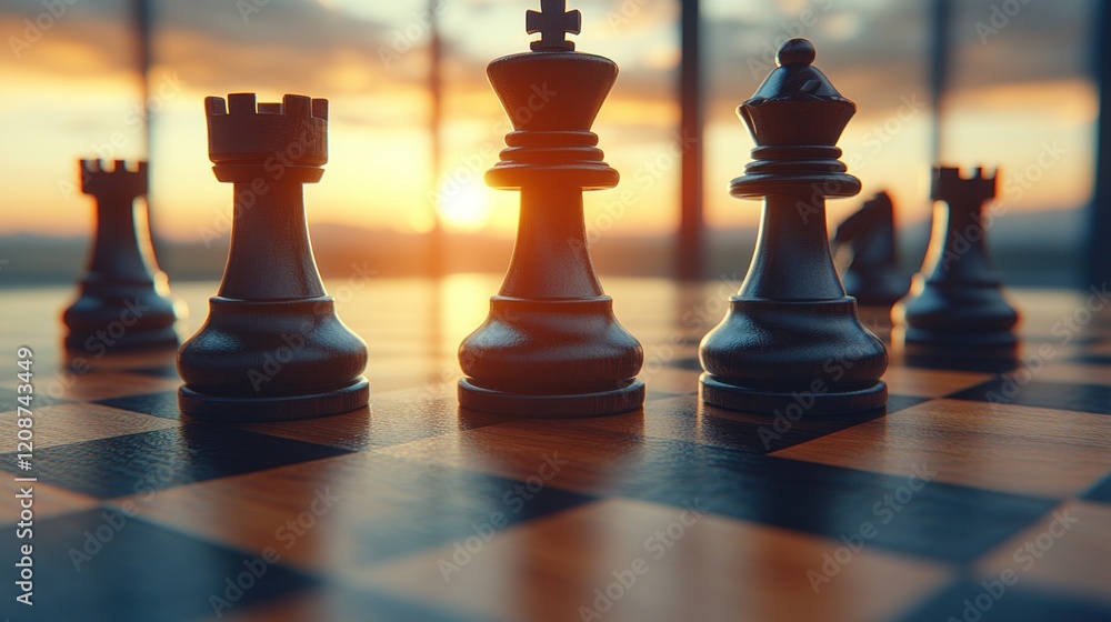 Sunset Chessboard Strategy Game Office Sunset Chessboard Strategy Game Office