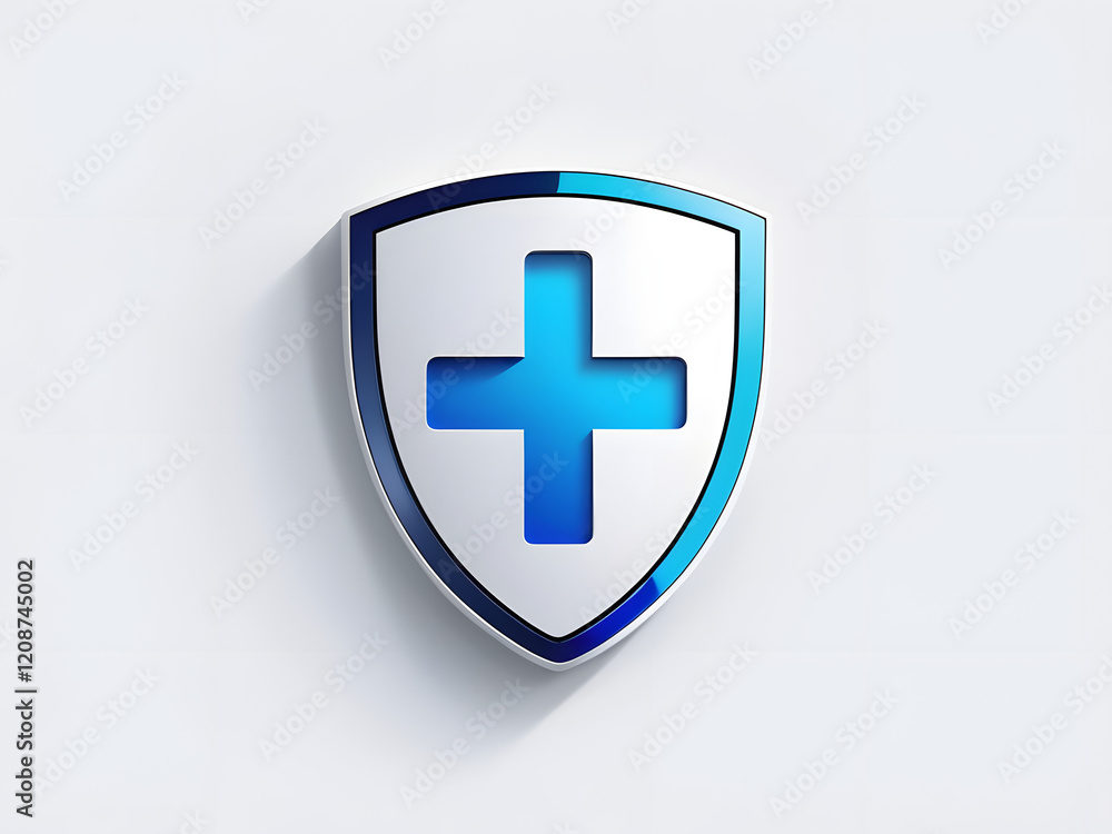 Obraz premium modern blue color health symbol shield icon isolated on white background