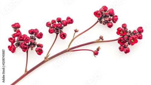 Branches of Vibrant Red Flowers Displayed on White Generative AI photo