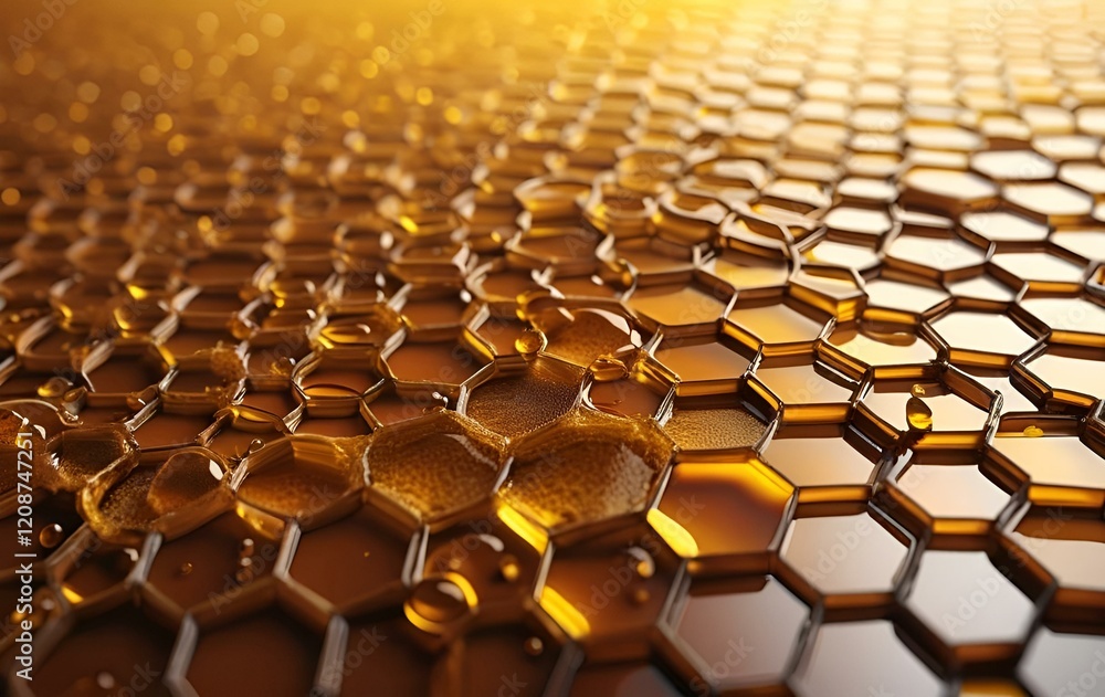 Fototapeta premium Honey and honeycomb background image, cooking, dessert, texture