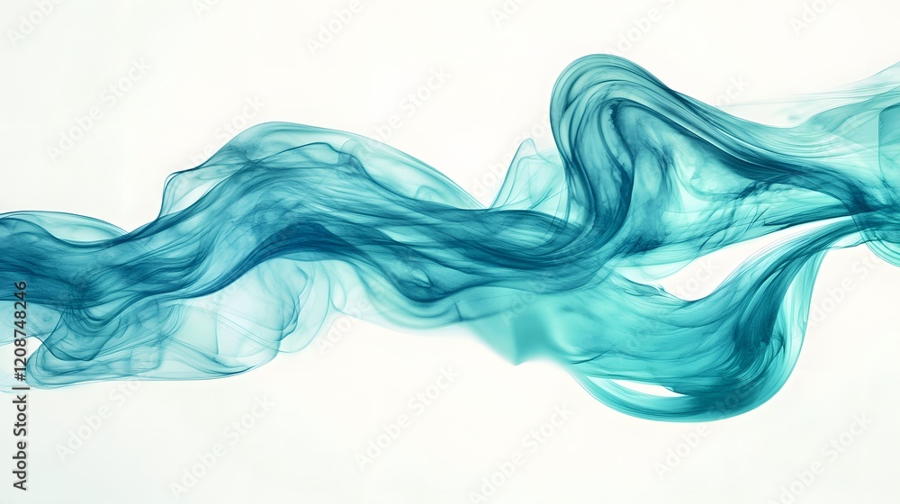Obraz premium Abstract Teal Smoke Waves Flowing Gently