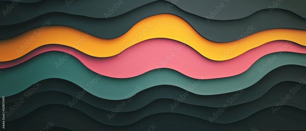 Abstract Colorful Waves Geometric Design Background Abstract Colorful Waves Geometric Design Background