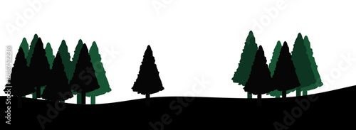 Silhouette of Trees on a Hillside