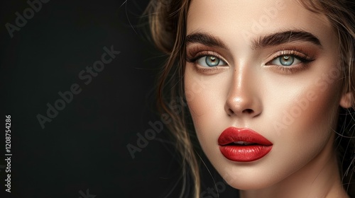 Wallpaper Mural Portrait of beautiful young woman with glamorous makeup in studio, AI generated image Torontodigital.ca