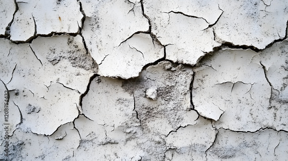 Obraz premium Cracked White Surface Showing Extensive Damage