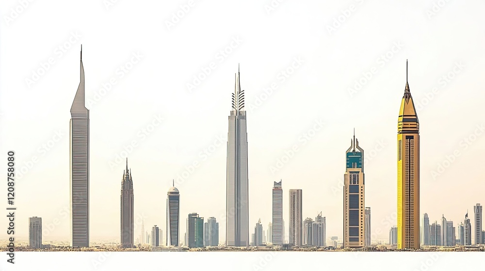Obraz premium Majestic Skyline View of Modern City With Skyscrapers Generative AI