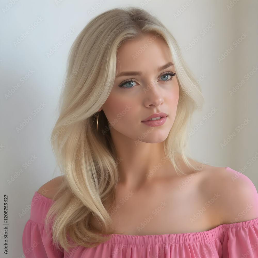 Encanto y elegancia: una rubia con un vestido femenino.