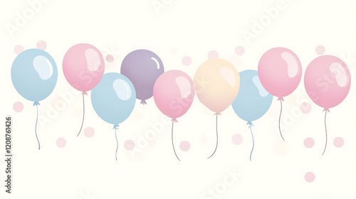 Pastel Balloons Float Gently Against White Background
