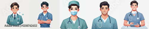 vector surgeon character wearing full uniform
