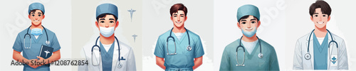 vector surgeon character wearing full uniform