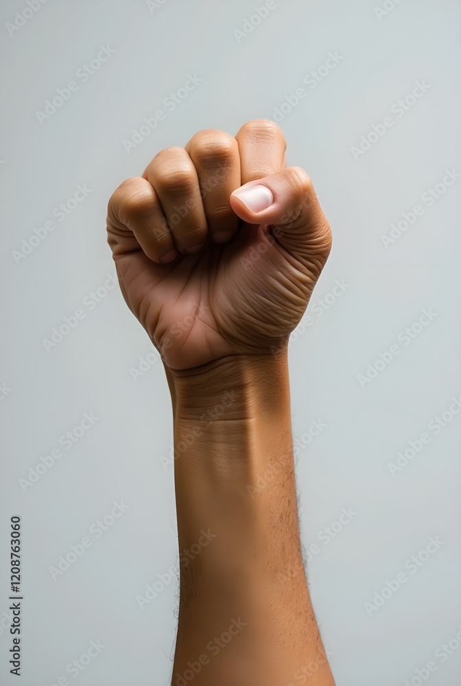 Minimalist Representation of Power – Clenched Fist Against Light Background Minimalist Representation of Power – Clenched Fist Against Light Background