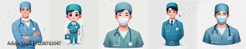 vector surgeon character wearing full uniform