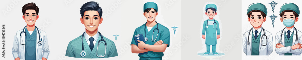 vector surgeon character wearing full uniform vector surgeon character wearing full uniform