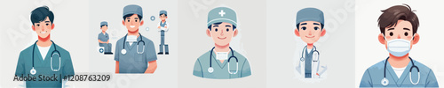 vector surgeon character wearing full uniform