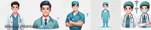 vector surgeon character wearing full uniform