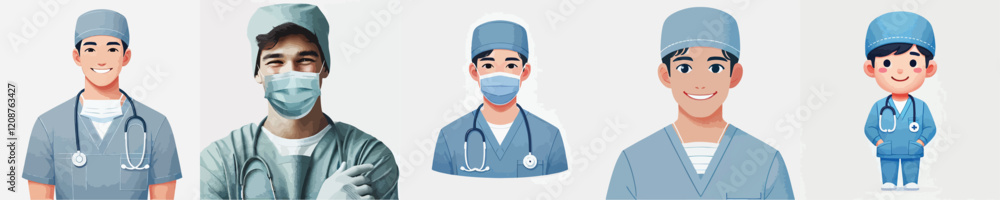 vector surgeon character wearing full uniform vector surgeon character wearing full uniform