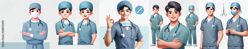 vector surgeon character wearing full uniform vector surgeon character wearing full uniform