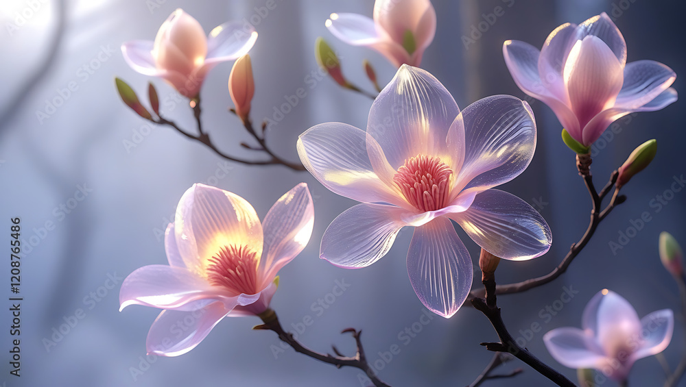 beautiful light spectrum magnolia flowers, created by generative ai beautiful light spectrum magnolia flowers, created by generative ai