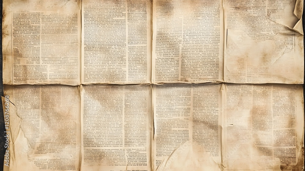 Fototapeta premium Aged Pages of Text Ancient Book Historical Document