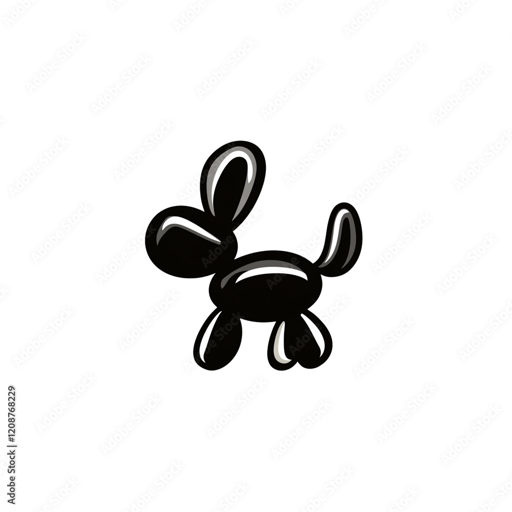 Black balloon dog on white background Black balloon dog on white background