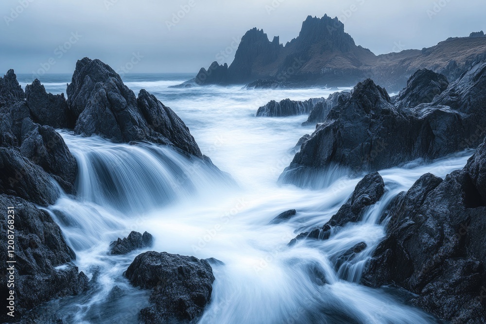 Ocean Waves Crashing Rocks Scenic View Ocean Waves Crashing Rocks Scenic View