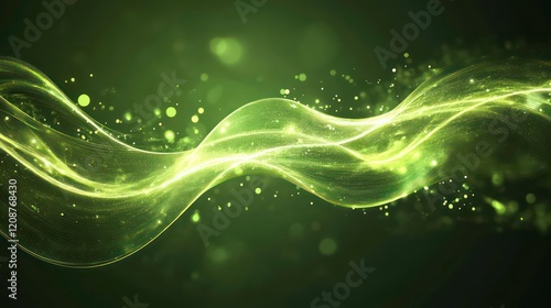 Abstract Green Technology Background, Glowing Lines, Sustainable Energy Icon Concept photo