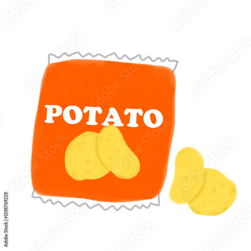 Potato chips illustration｜Snack food packaging(ポテトチップスのイラスト｜お菓子・スナック)