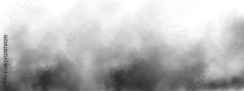 Black smoke, For used on light backgrounds. Design element, text or space. Transparency only in vector PNG format.