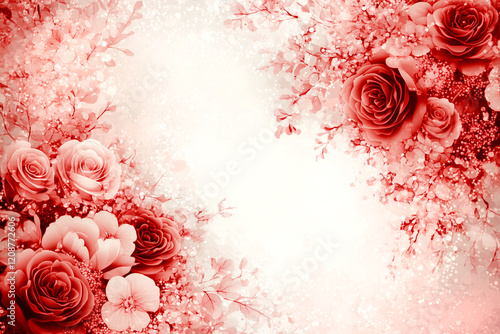 A red flower bouquet with white background. The flowers are roses and they are arranged in a way that they look like they are floating. The background is white and it gives a sense of calmness