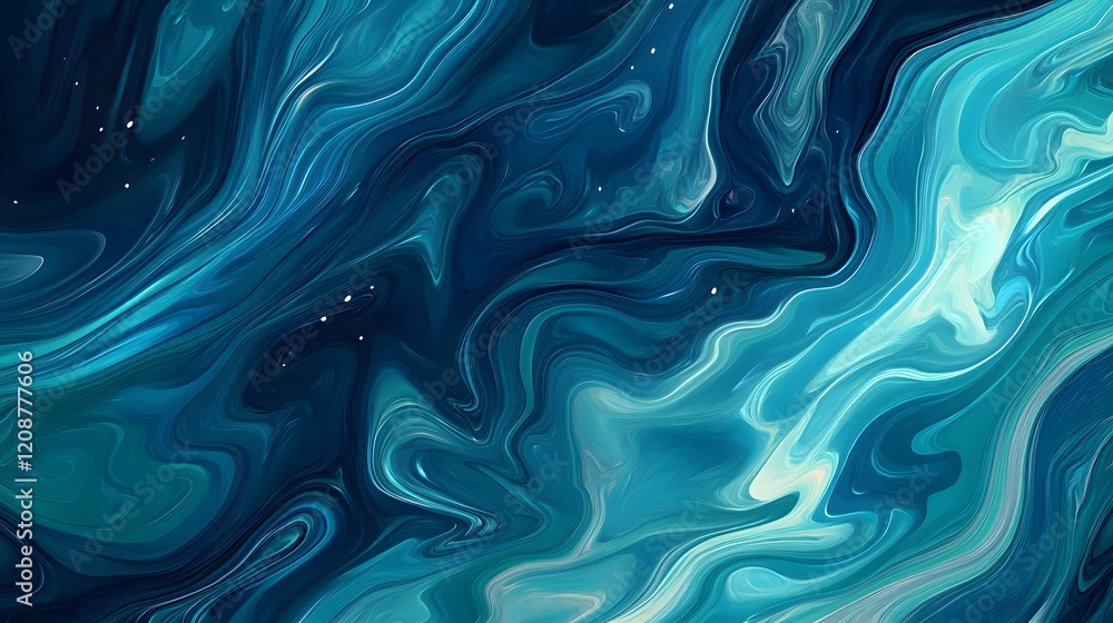 Fototapeta premium Abstract Swirling Blue Teal Liquid Marble Design