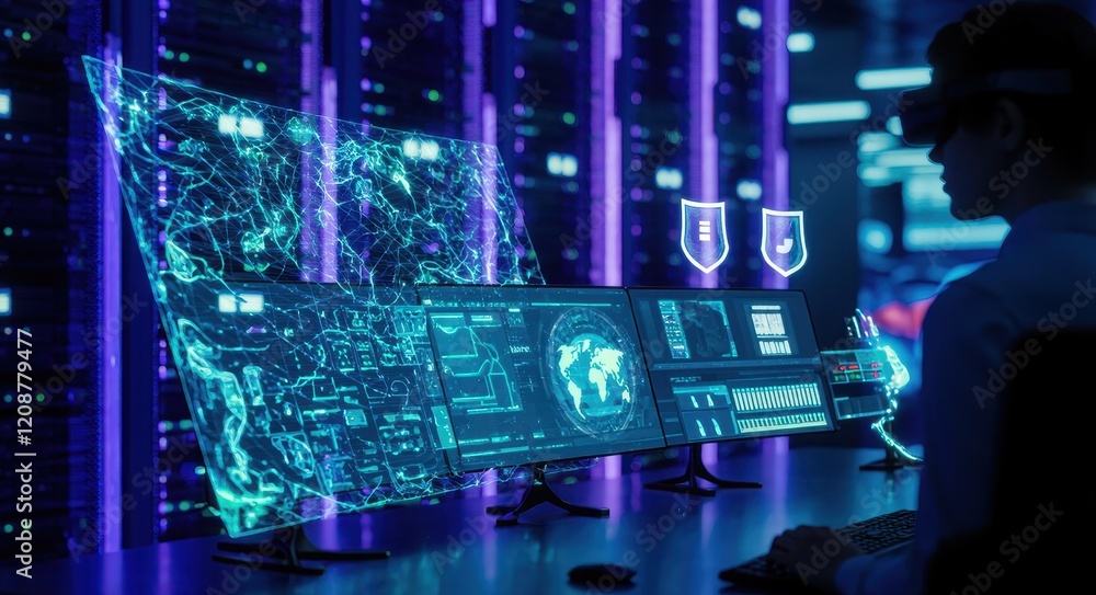 custom made wallpaper toronto digitalDigital Network Security High-Tech Business Ecosystem.